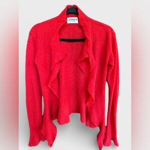 Lainey Keogh Red hand knit draped cashmere cardigan Small